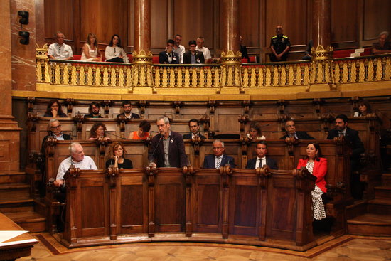 ERC's Jordi Coronas speaks at the Barcelona city council plenary session on August 5, 2019 (Noèlia Llobera/ACN)